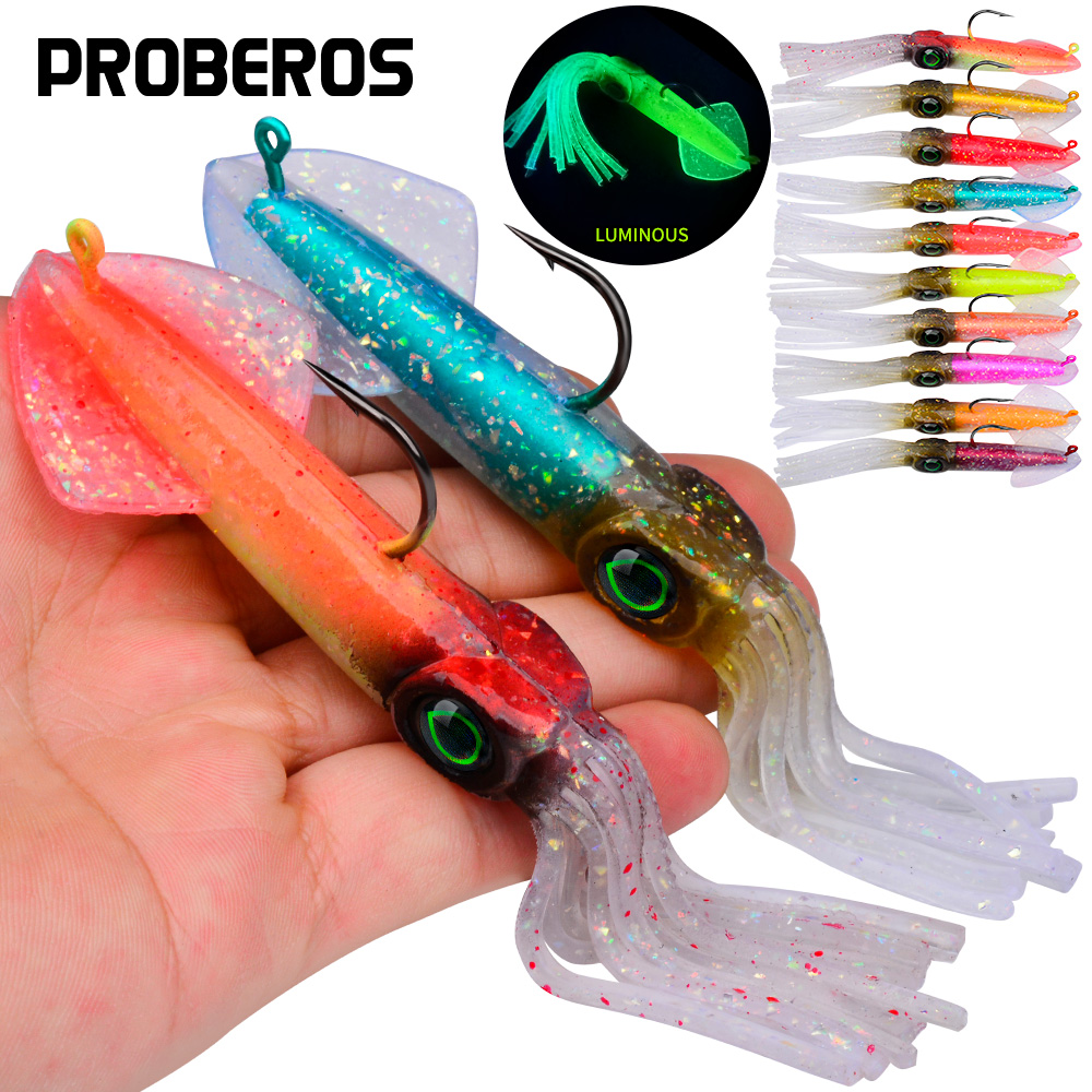Fishing Lure Swimbait - Proberos 1pc Luminous Squid Soft Lure