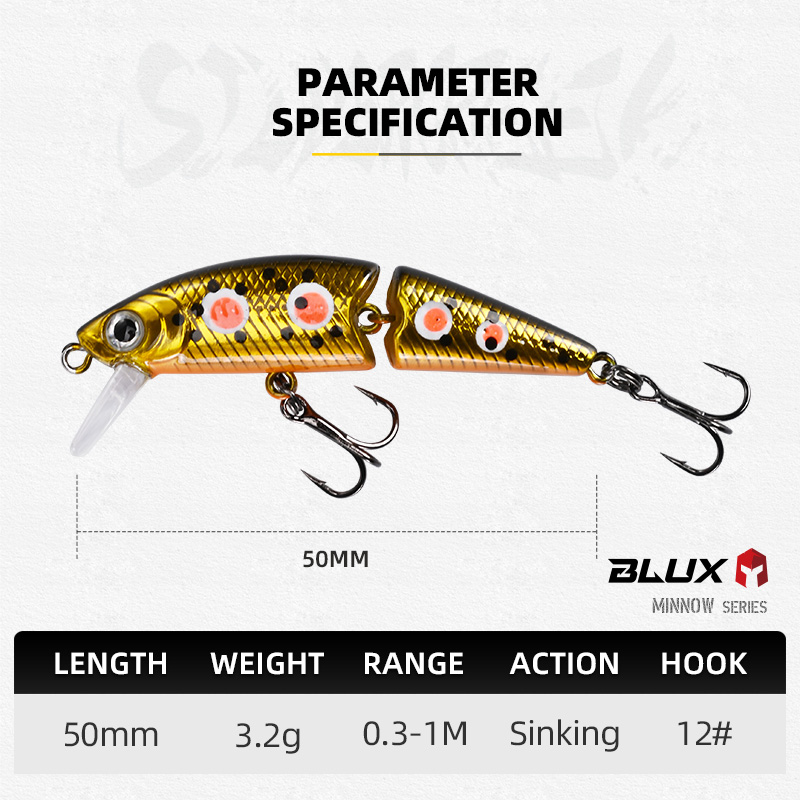 BLUX DR. Minnow Joint 50S Swim - مراجعة Fishing Lure Spinnerbait وسعره