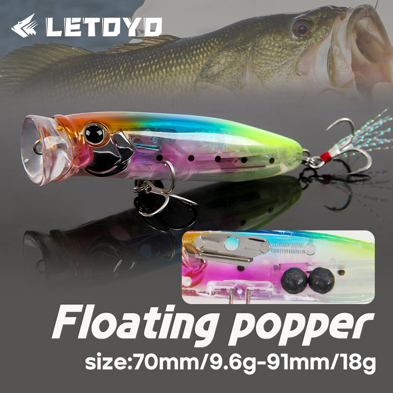 LETOYO 9.6g/18g Floating Poppe - مراجعة Fishing Lure Popper وسعره