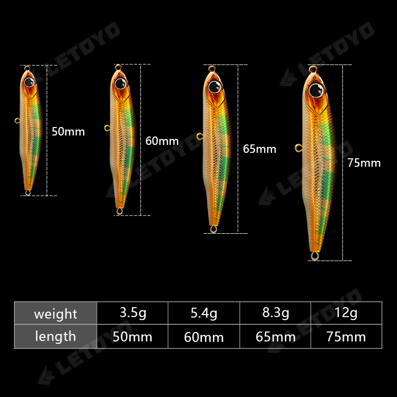 LETOYO Sinking Pencil 17g 12g- - مراجعة Fishing Lure Spinnerbait وسعره