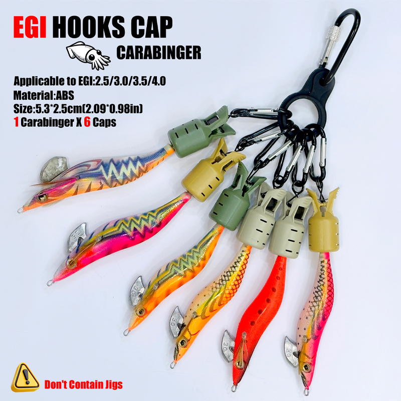 Squid Jig Hook Caps and Carabi - مراجعة Fishing Lure Accessories وسعره