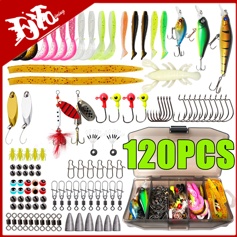 New 120PCS Fishing Lure Set So - مراجعة Fishing Lure Making Kit وسعره
