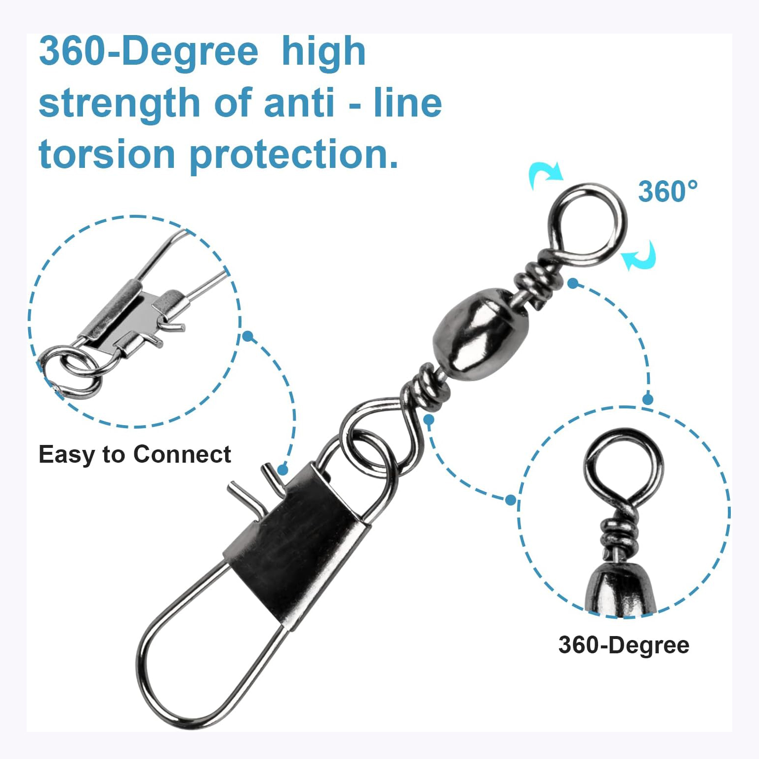 100Pcs/Lot 4#6#8#10#12# Swivel - مراجعة Fishing Lure Accessories وسعره