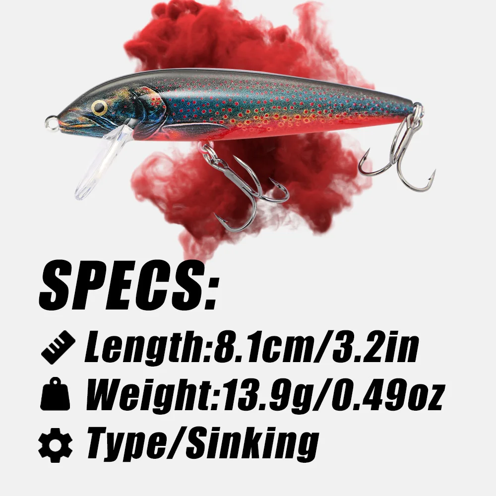 B&U 80mm Sinking Minnow Wobbli - مراجعة Fishing Lure Swimbait وسعره
