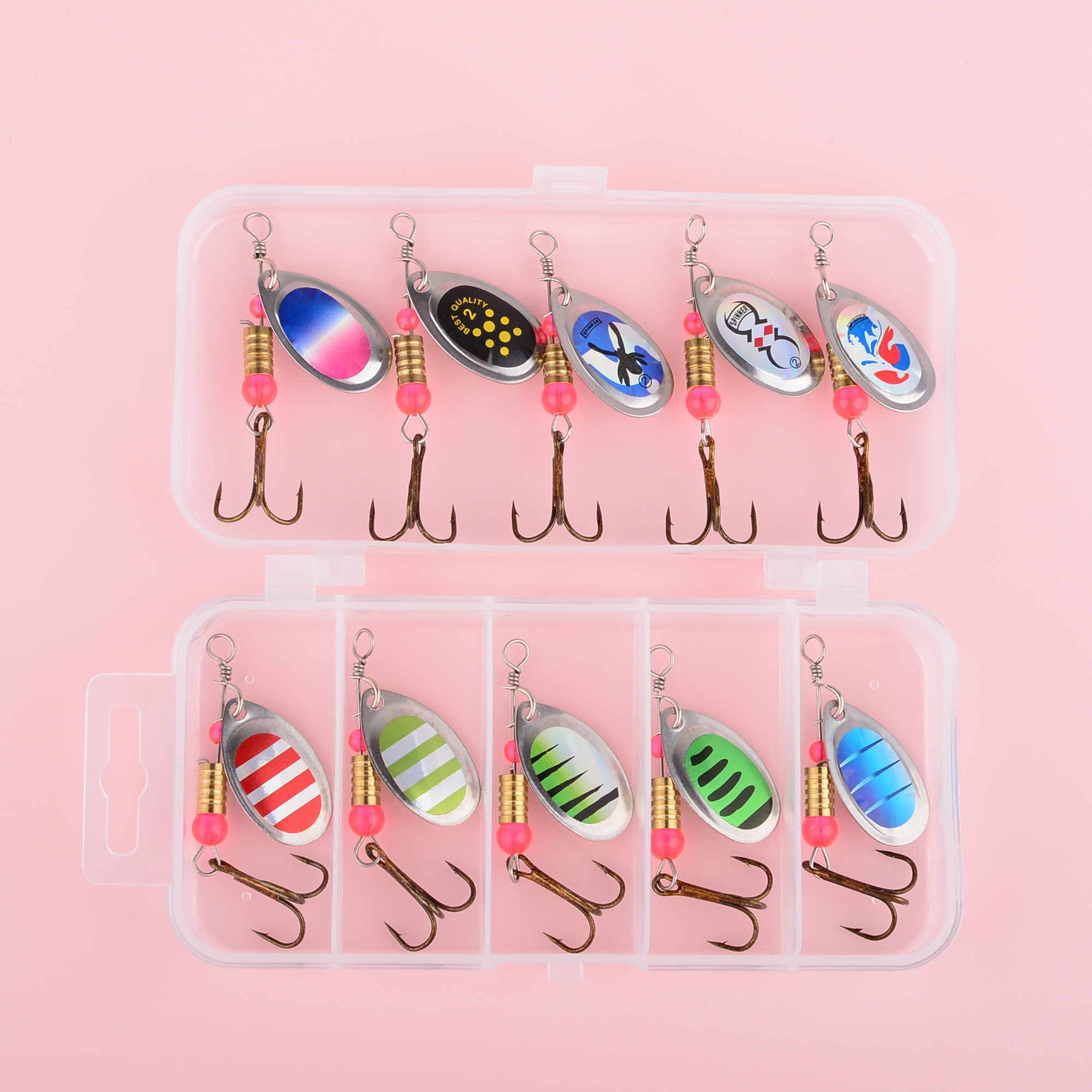 10pcs metal Tail spinner bait  - مراجعة Fishing Lure Blade Bait وسعره
