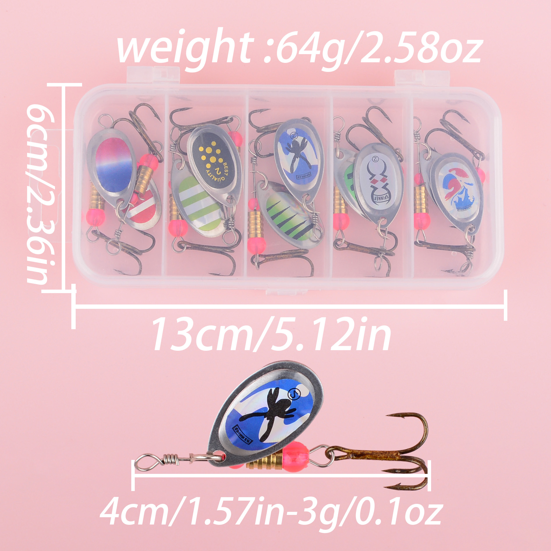 10pcs metal Tail spinner bait  - مراجعة Fishing Lure Blade Bait وسعره